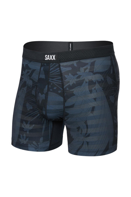 Saxx DropTemp Cooling Mesh Boxer Brief | Jungle Noire Black SXBB09F | Front View | Mens Boxer Briefs | Topdrawers Underwear for Men