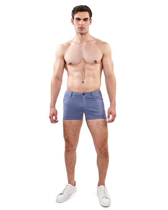 ST33LE Stretch Knit Jeans Shorts 3 Inch | Atlantic Blue ST-1975 | Front View | Mens Shorts | Topdrawers Clothing for Men
