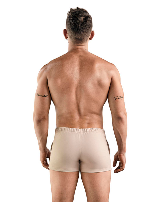 Clever Ocean Mini Swim Short | Beige 1682-02 | Rear View | Mens Swim Shorts | Topdrawers Swimwear for Men