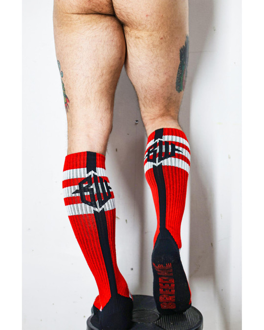 Breedwell Retro Remix Socks | Red 2502-SOCKS | Front View | Mens Long Socks | Topdrawers Apparel for Men