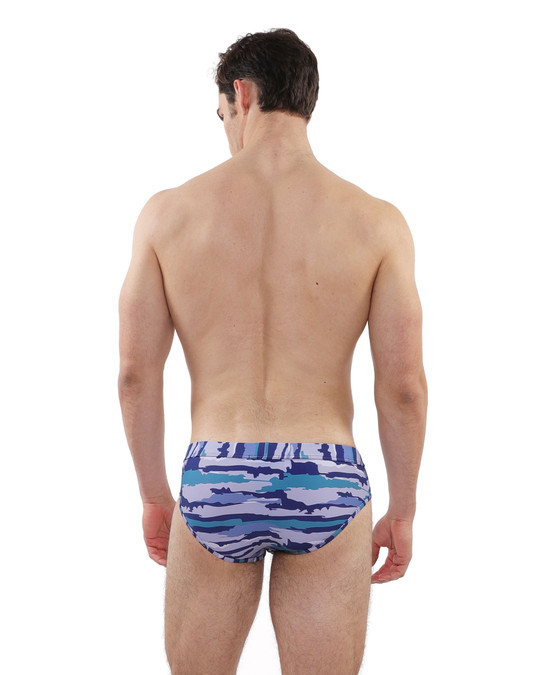 ST33LE Swim Brief | Cobalt Sky Camo ST-8015-18 | Rear View | Mens Swim Briefs | Topdrawers Swimwear for Men