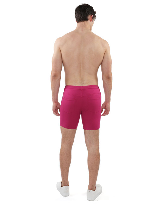 ST33LE Stretch Knit Jeans Shorts | Berry ST-1932 | Rear View | Mens Shorts | Topdrawers Clothing for Men