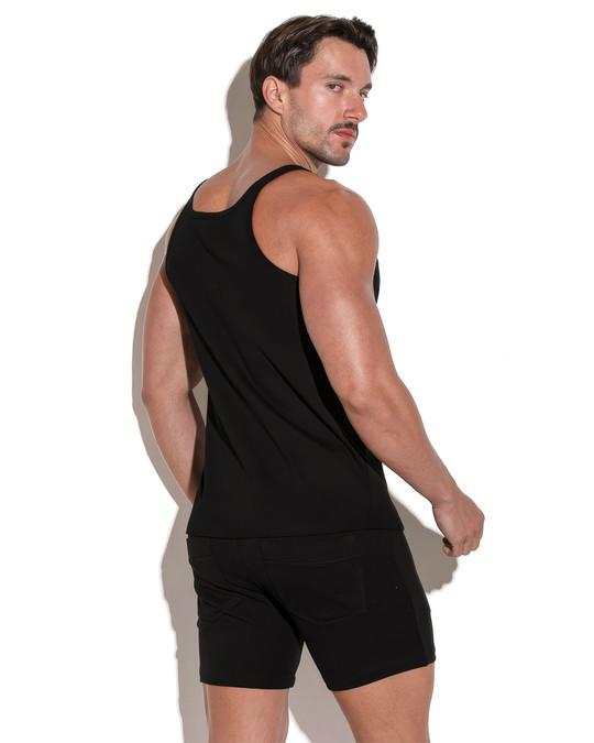 CODE 22 Essential Rib Tank Top | Black 3302 | Rear View | Mens Tank Tops | Topdrawers Clothing for Men