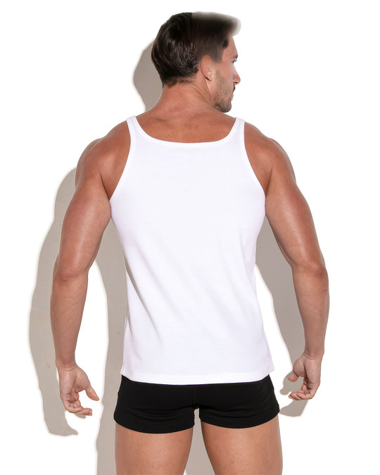CODE 22 Essential Rib Tank Top | White 3302 | Rear View | Mens Tank Tops | Topdrawers Clothing for Men