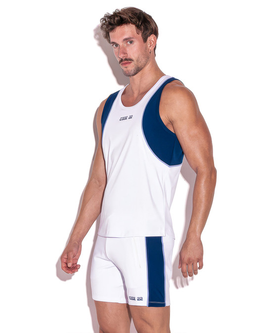 CODE 22 Flux Tank Top | White 9925 | Side View | Mens Tank Tops | Topdrawers Clothing for Men