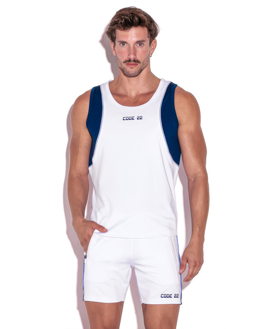 CODE 22 Flux Tank Top | White 9925 | Front View | Mens Tank Tops | Topdrawers Clothing for Men