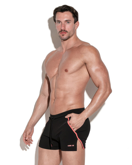 CODE 22 Training Mini Short | Black 9938 | Side View | Mens Athletic Shorts | Topdrawers Clothing for Men