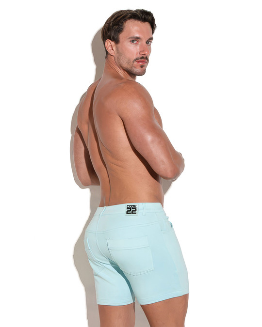 CODE 22 5 Pocket Short | Aqua 9712S | Rear View | Mens Shorts | Topdrawers Clothing for Men