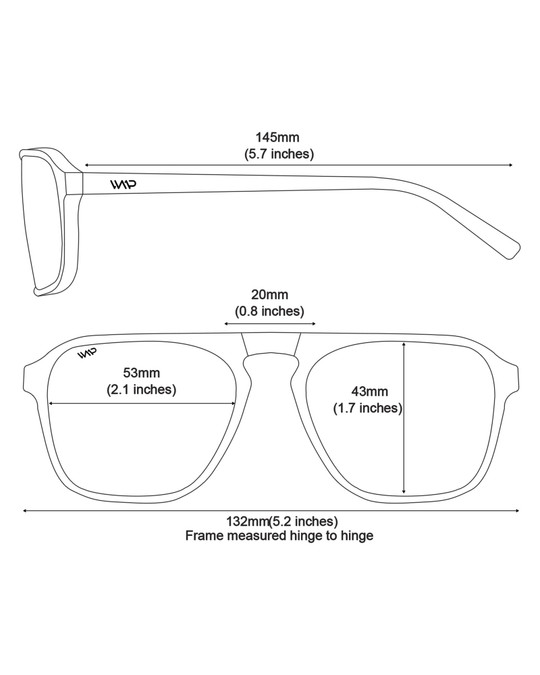 WMP Eyewear Emerson Whiskey Brown Blue Gradient AVI005-WHBLU | Schematic View | Mens Sunglasses | Topdrawers Apparel for Men
