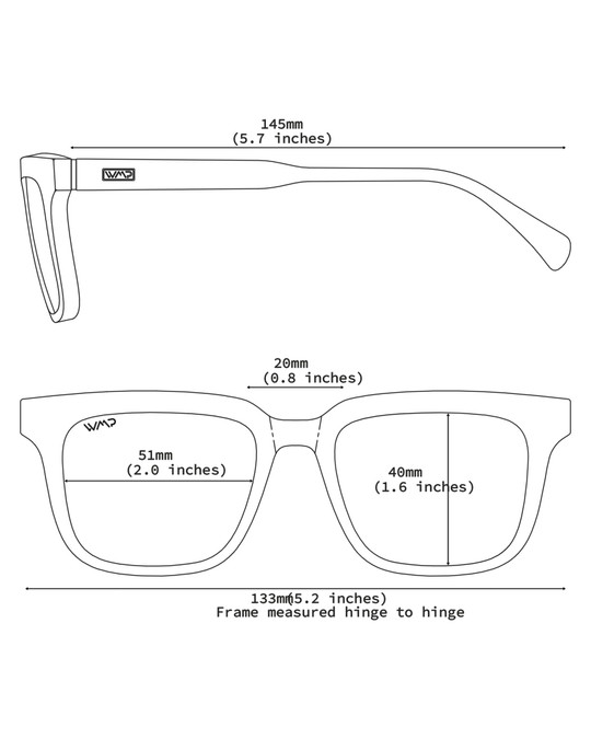 WMP Eyewear Wilson Crystal Verde Brown 1107-GRNBRW | Schematic View | Mens Sunglasses | Topdrawers Apparel for Men