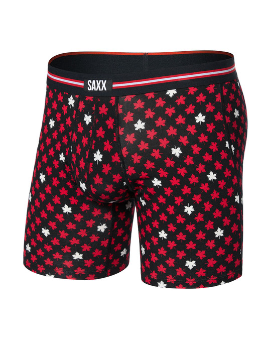 Saxx Vibe Xtra Boxer Brief Maple Leaf Black SXVX24F | Front View | Mens Boxer Briefs | Topdrawers Underwear for Men