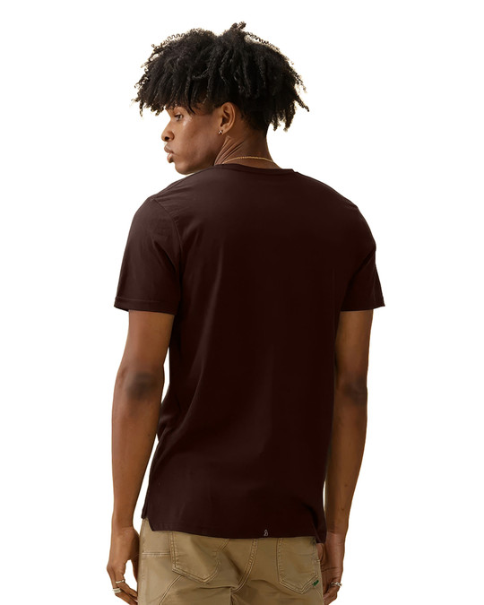 Kuwalla Tee Eazy Split Tee Coffee KUL-0325-ST1009 | Rear View | Mens T-Shirts | Topdrawers Clothing for Men
