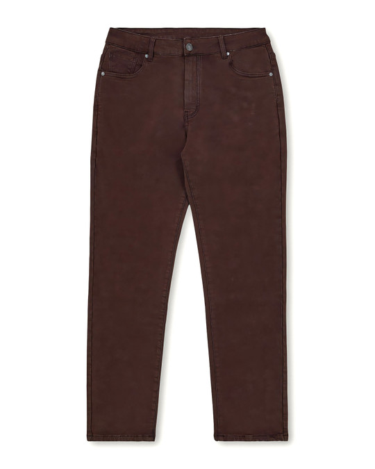 Kuwalla Tee Super Stretch Knit Straight Leg Denim Coffee KUL-0325-P3 | Front View | Mens Pants | Topdrawers Clothing for Men