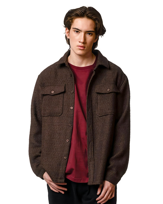 Kuwalla Tee Handloom Shirt Coffee KUL-0325-LS108 | Front View | Mens Long Sleeve Shirts | Topdrawers Clothing for Men