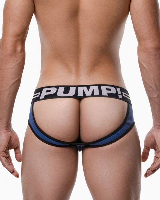 PUMP! Round2 Backless Brief | Blue 12081 | Rear View | Mens Jock Briefs | Topdrawers Underwear for Men