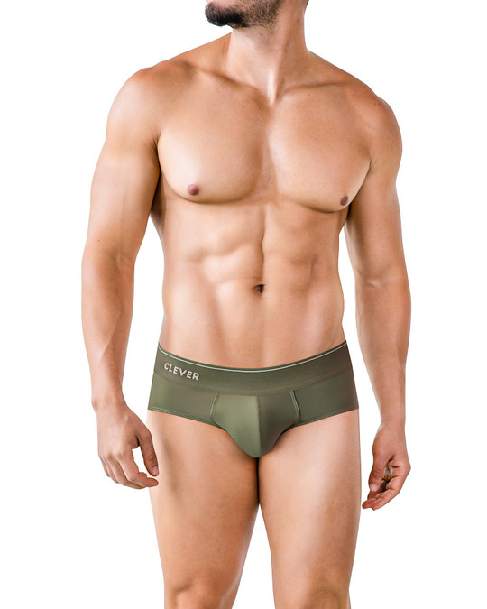 Clever Valladolid Classic Brief | Green 2028-10 | Front View | Mens Briefs | Topdrawers Underwear for Men