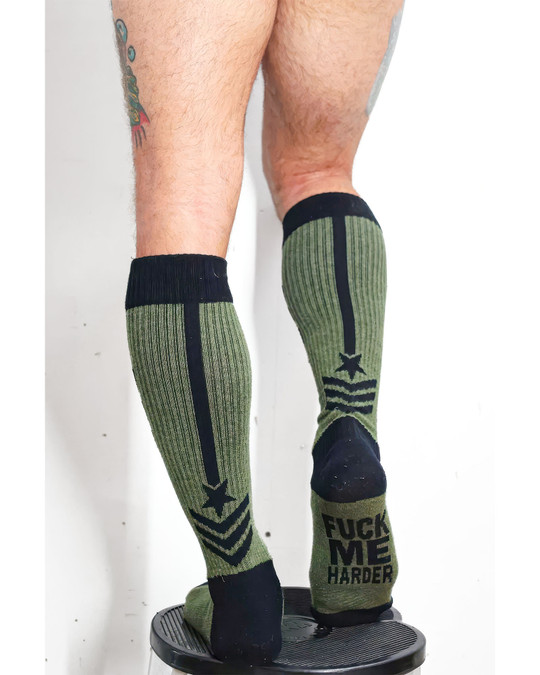 Breedwell Cockpit Socks | Army Green 2408-SOCK | Rear View | Mens Long Socks | Topdrawers Apparel for Men