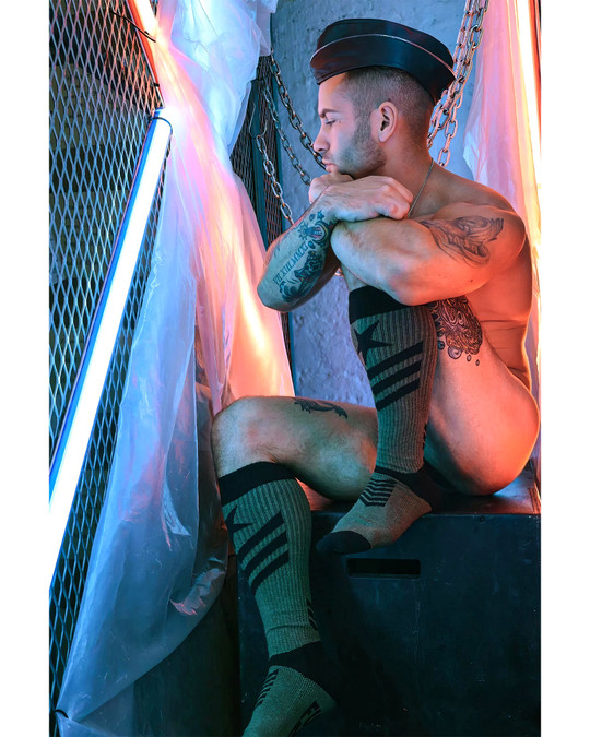 Breedwell Cockpit Socks | Army Green 2408-SOCK | Side View | Mens Long Socks | Topdrawers Apparel for Men