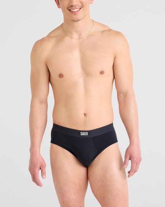 Saxx 2-Pack Vibe Xtra Brief Black Black SXPP2VB | Front View | Mens Briefs | Topdrawers Underwear for Men
