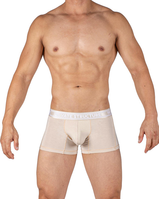 Private Structure Bamboo Viscose Mid Waist Trunk Bleached Sand PBUT4379 | Front View | Mens Boxer Briefs | Topdrawers Underwear for Men