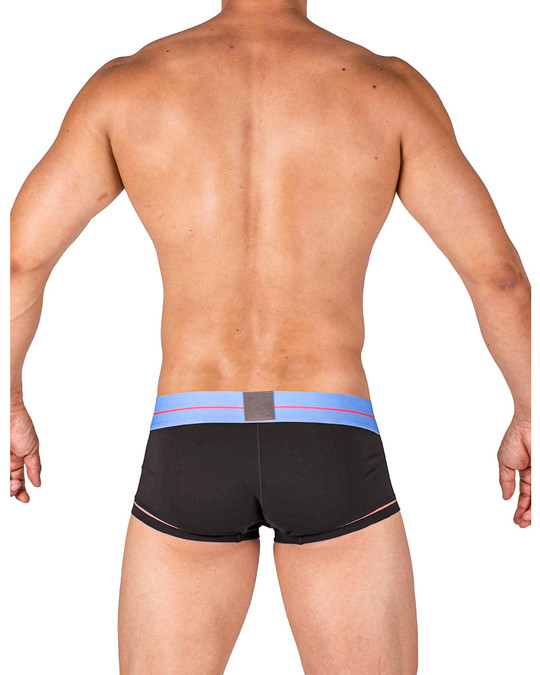 Private Structure MO-Lite Mid Waist Trunk Wizard Black Placid Blue MOUX4103 | Rear View | Mens Boxer Briefs | Topdrawers Underwear for Men