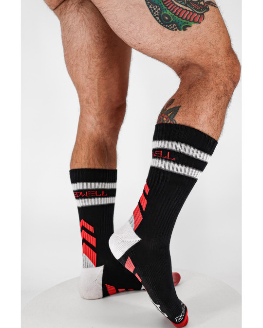 Breedwell Gymnetixxx Crew Socks | Black 2508-SOCK | Side View | Mens Crew Socks | Topdrawers Apparel for Men