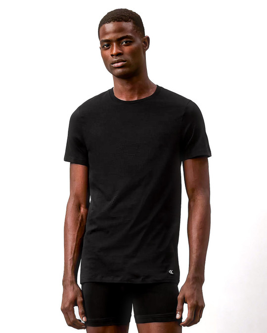 Calvin Klein 3-Pack Cotton Classics Crew Neck T-Shirt Black NB4051G-UB1 | Front View | Mens T-Shirts | Topdrawers Clothing for Men
