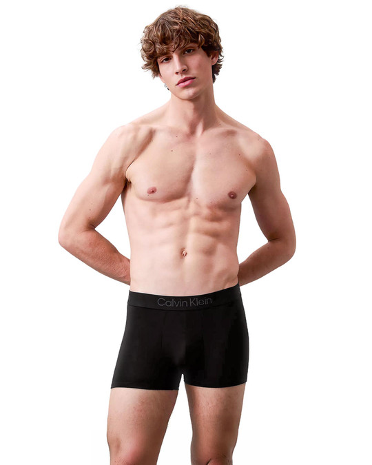 Calvin Klein 3-Pack Ultra Soft Modern Modal Trunk Black Grey Heather Sediment NB4192G-G4V | Front View | Mens Boxer Briefs | Topdrawers Underwear for Men