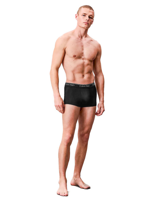 Calvin Klein 3-Pack Microfiber Stretch Low Rise Trunk Black NB4409G-UB1 | Front View | Mens Boxer Briefs | Topdrawers Underwear for Men