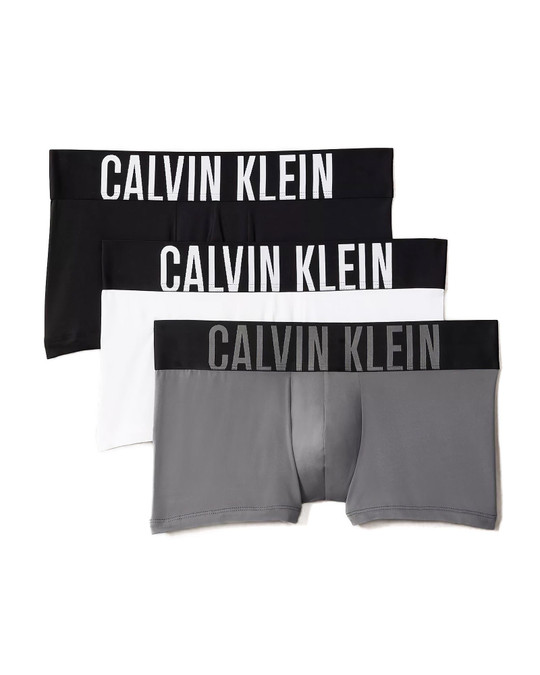 Calvin Klein 3-Pack Intense Power Microfiber Low Rise Trunk Black Grey Sky White NB3611G-549 | Front View | Mens Boxer Briefs | Topdrawers Underwear for Men