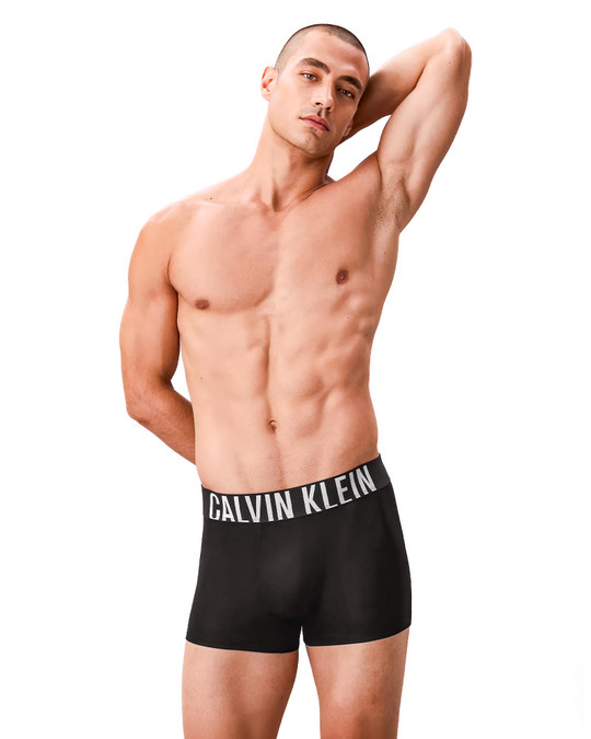 Calvin Klein 3-Pack Intense Power Microfiber Low Rise Trunk Black Grey Sky White NB3611G-549 | Front View | Mens Boxer Briefs | Topdrawers Underwear for Men