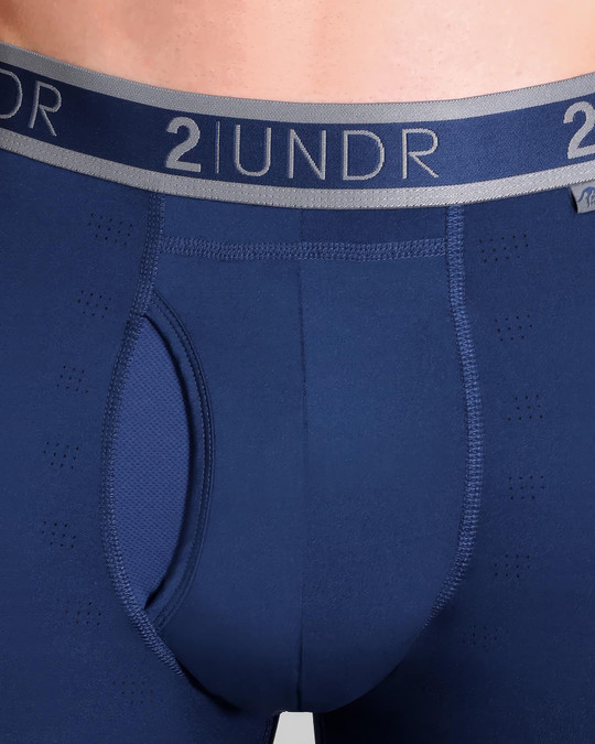 2UNDR Sport Shift Long Leg Boxer Brief | Azul 2U26LL | Front View | Mens Long Boxer Briefs | Topdrawers Underwear for Men