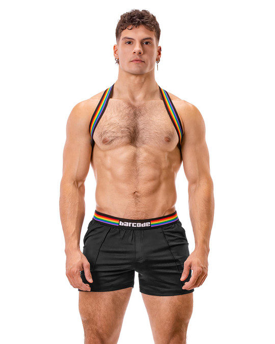 Barcode Berlin Barcode Pride Short Black 91744 | Front View | Mens Athletic Shorts | Topdrawers Clothing for Men