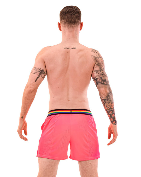 Barcode Berlin Barcode Pride Short Neon Pink 91744 | Rear View | Mens Athletic Shorts | Topdrawers Clothing for Men