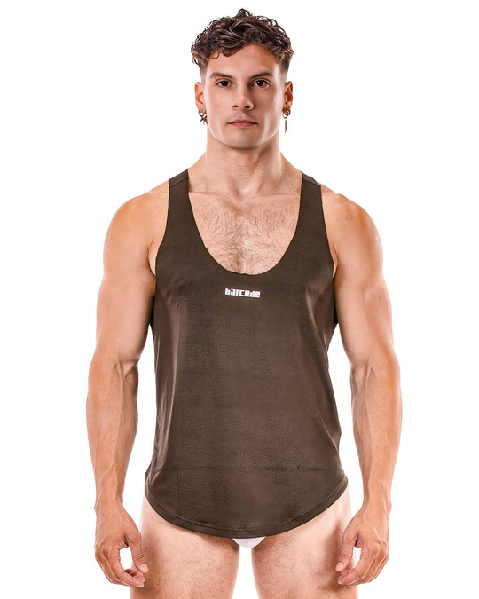 Barcode Berlin Siler Tank Top Olive 92305 | Front View | Mens Tank Tops | Topdrawers Clothing for Men