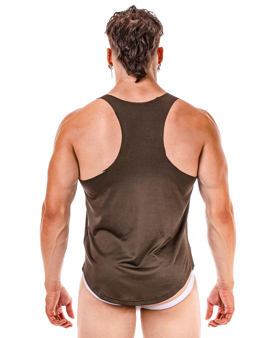 Barcode Berlin Siler Tank Top Olive 92305 | Rear View | Mens Tank Tops | Topdrawers Clothing for Men