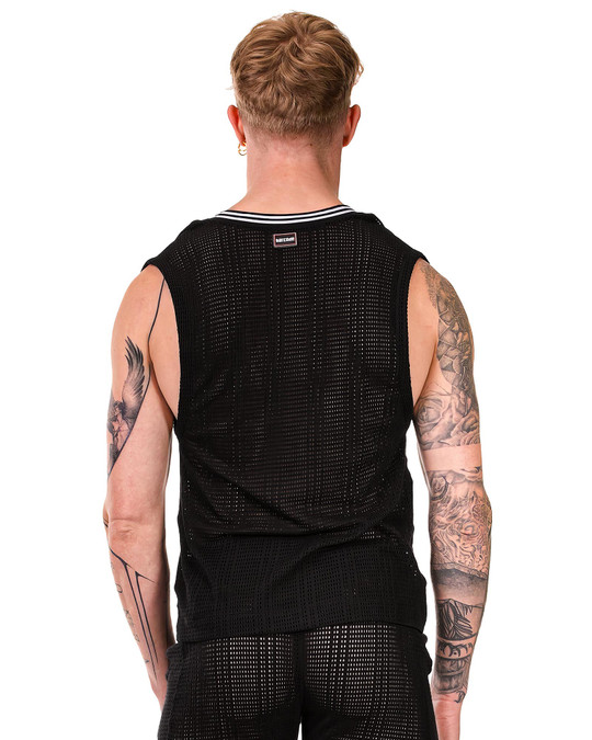 Barcode Berlin Kevin Sexy V-Neck Black White 92462 | Rear View | Mens Casual Tops | Topdrawers Clothing for Men