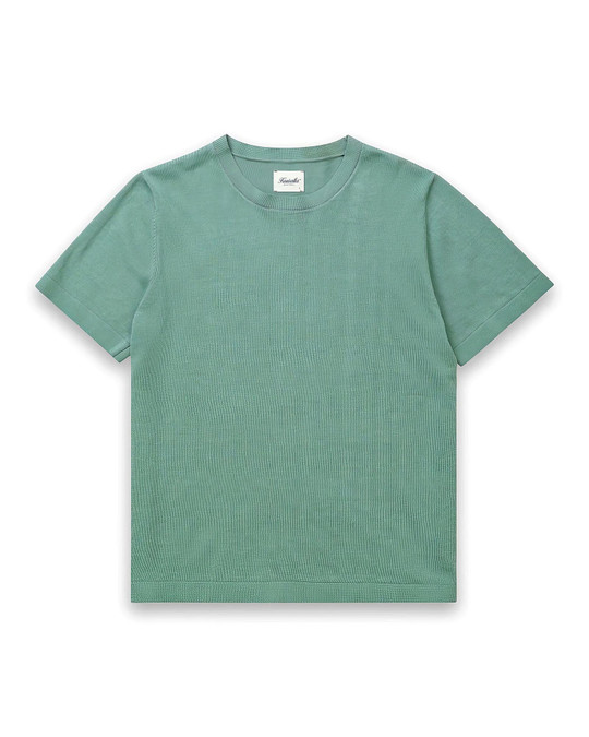 Kuwalla Tee Linen Knit Tee | Aqua - Front View | Mens Casual Tops | Topdrawers Clothing for Men