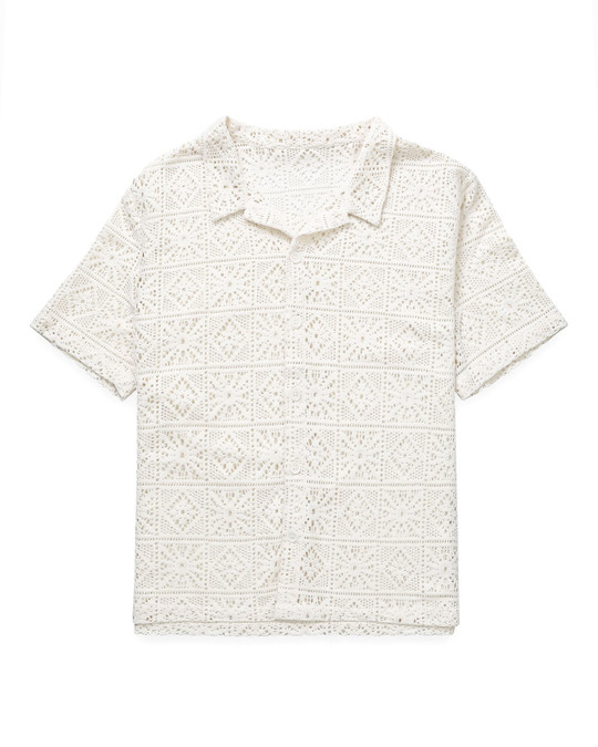 Kuwalla Tee Lace Shirt | White - Front View | Mens Short Sleeve Shirts | Topdrawers Clothing for Men