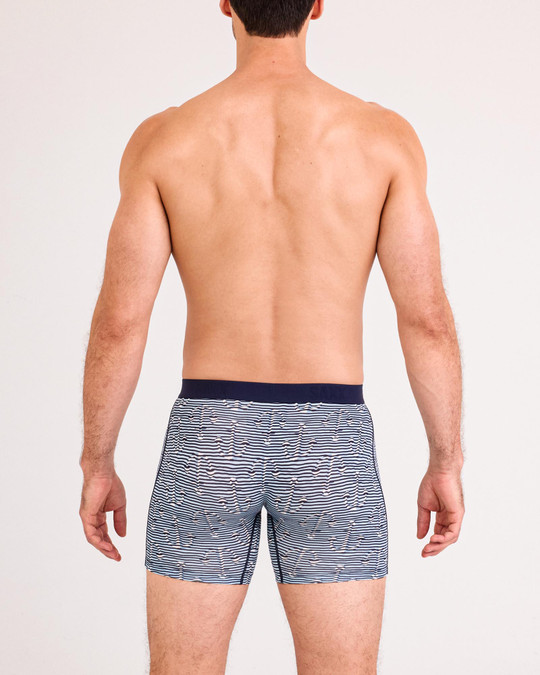 Saxx Vibe Xtra Boxer Brief Anchor Stripe Blue SXVX24F | Rear View | Mens Boxer Briefs | Topdrawers Underwear for Men