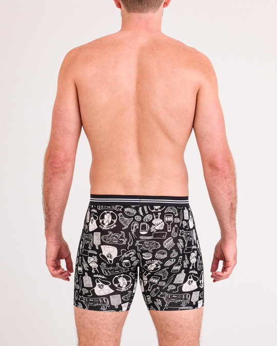 Saxx Vibe Xtra Boxer Brief Bun Appetit Black SXVX24F | Rear View | Mens Boxer Briefs | Topdrawers Underwear for Men