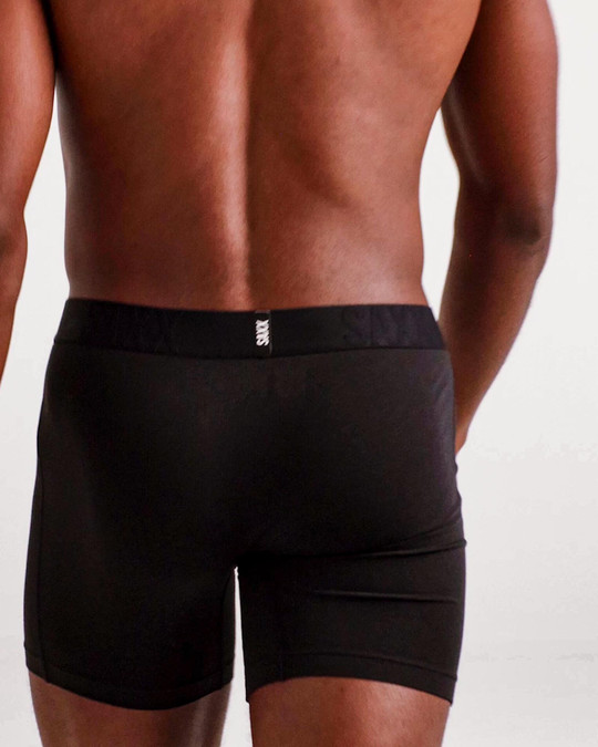 Saxx DropTemp Cooling Cotton Boxer Brief Black SXBB86F | Rear View | Mens Boxer Briefs | Topdrawers Underwear for Men
