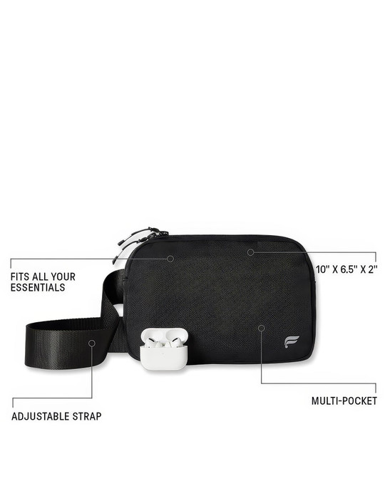 Fabletics The Big Belt Bag | Black FLAC-FA5249 | Front View | Mens Bags | Topdrawers Apparel for Men