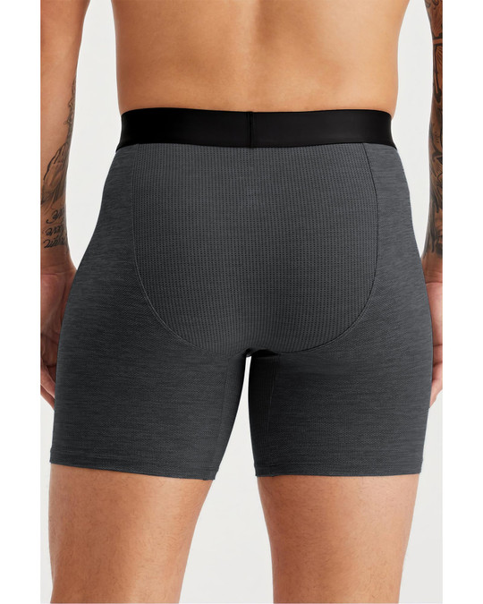 Fabletics The Blueprint Boxer Brief | Black Heather FLAP-MFA001 | Rear View | Mens Boxer Briefs | Topdrawers Underwear for Men