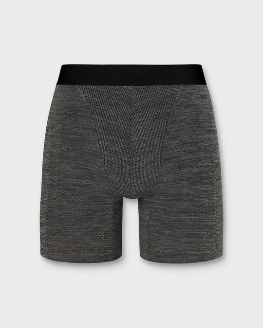 Fabletics The Blueprint Boxer Brief | Black Heather FLAP-MFA001 | Front View | Mens Boxer Briefs | Topdrawers Underwear for Men