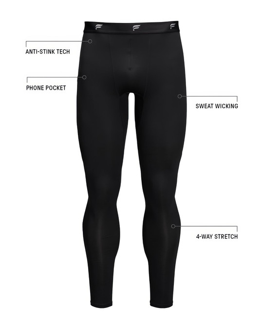 Fabletics The Base Layer Full-Length Tight | Black FLAP-MB0008 | Front View | Mens Tights | Topdrawers Clothing for Men