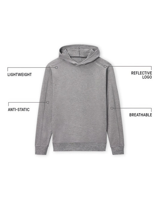Fabletics The Cloud Jersey Hoodie | Onyx Heather FLAP-MT0050 | Front View | Mens Hoodies | Topdrawers Clothing for Men