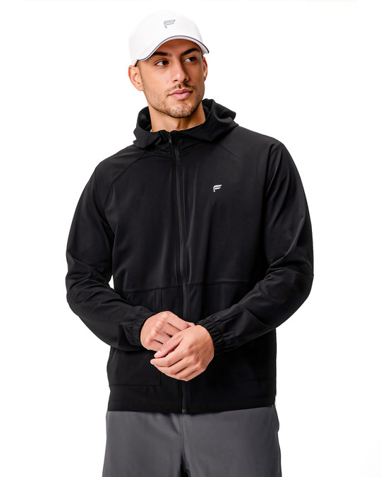 Fabletics The One Jacket | Black FLAP-MJ0042 | Front View | Mens Outerwear | Topdrawers Clothing for Men