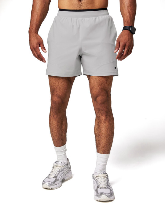 Fabletics The 5-Inch Fundamental Short | Mineral Grey FLAP-MFB094 | Front View | Mens Athletic Shorts | Topdrawers Clothing for Men