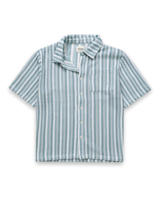 Kuwalla Tee Crochet Stripe Shirt KUL-0126-CS104 | Front View | Mens Short Sleeve Shirts | Topdrawers Clothing for Men
